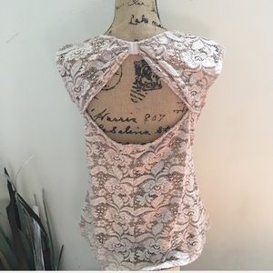 MAURICES blush lace cutout back top